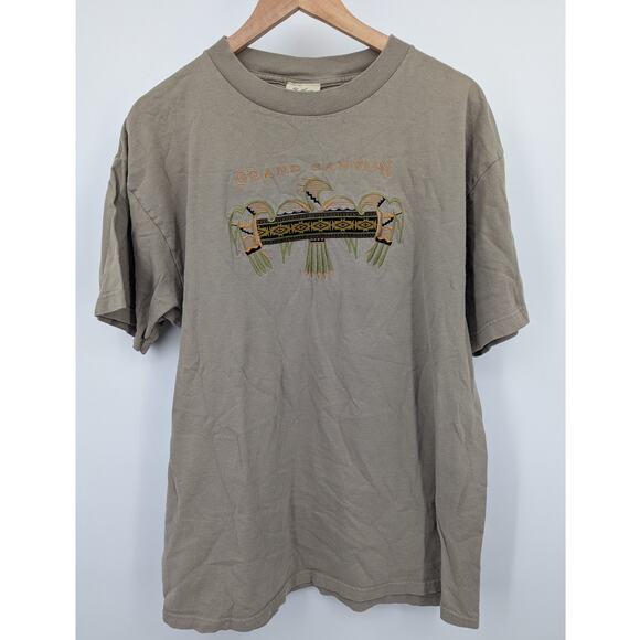Fred Harvey Trading Co Grand Canyon Embroidered Graphic Tee XL Tan 100% Cotton - Picture 1 of 5
